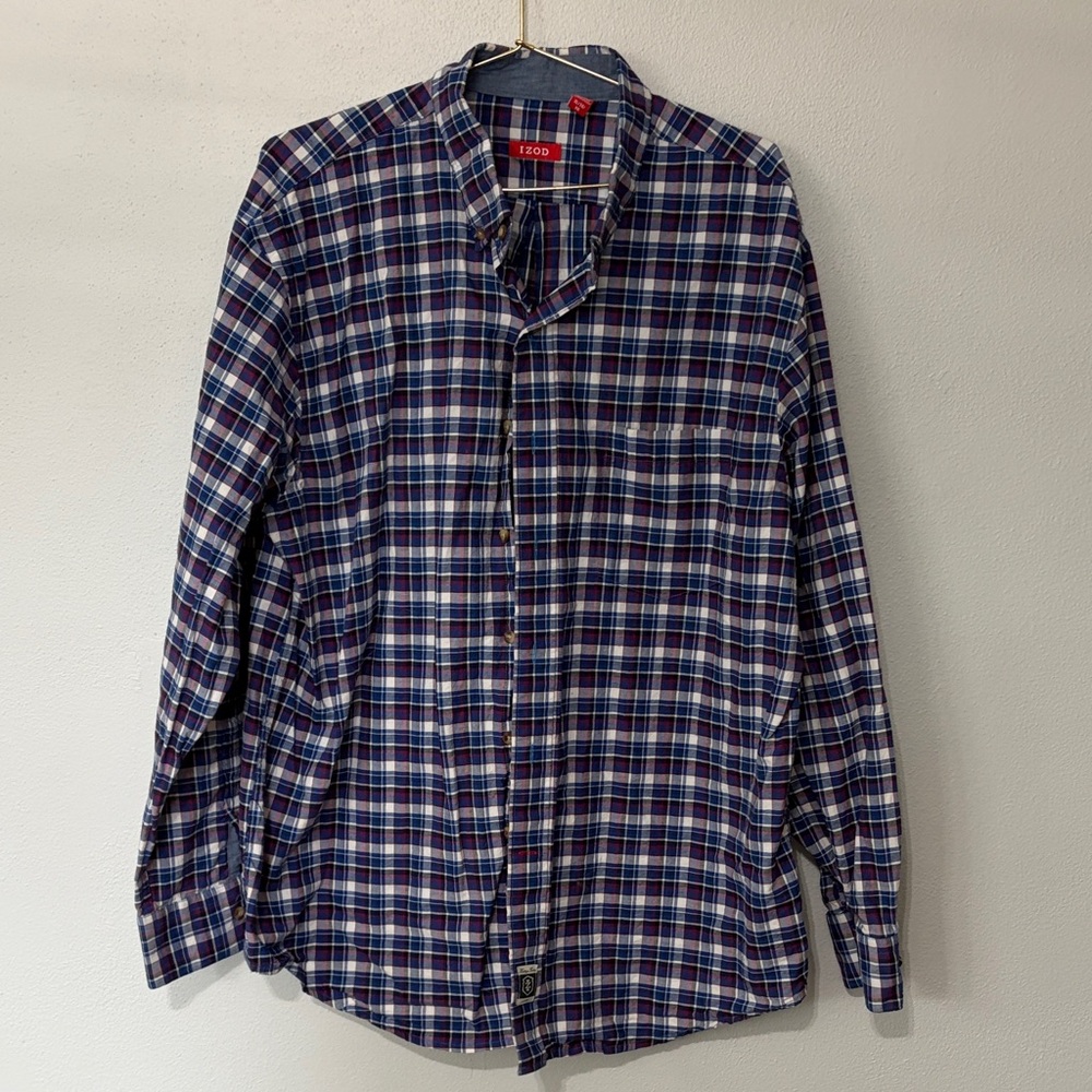 IZOD Men's Plaid Shirt - Blue and Red